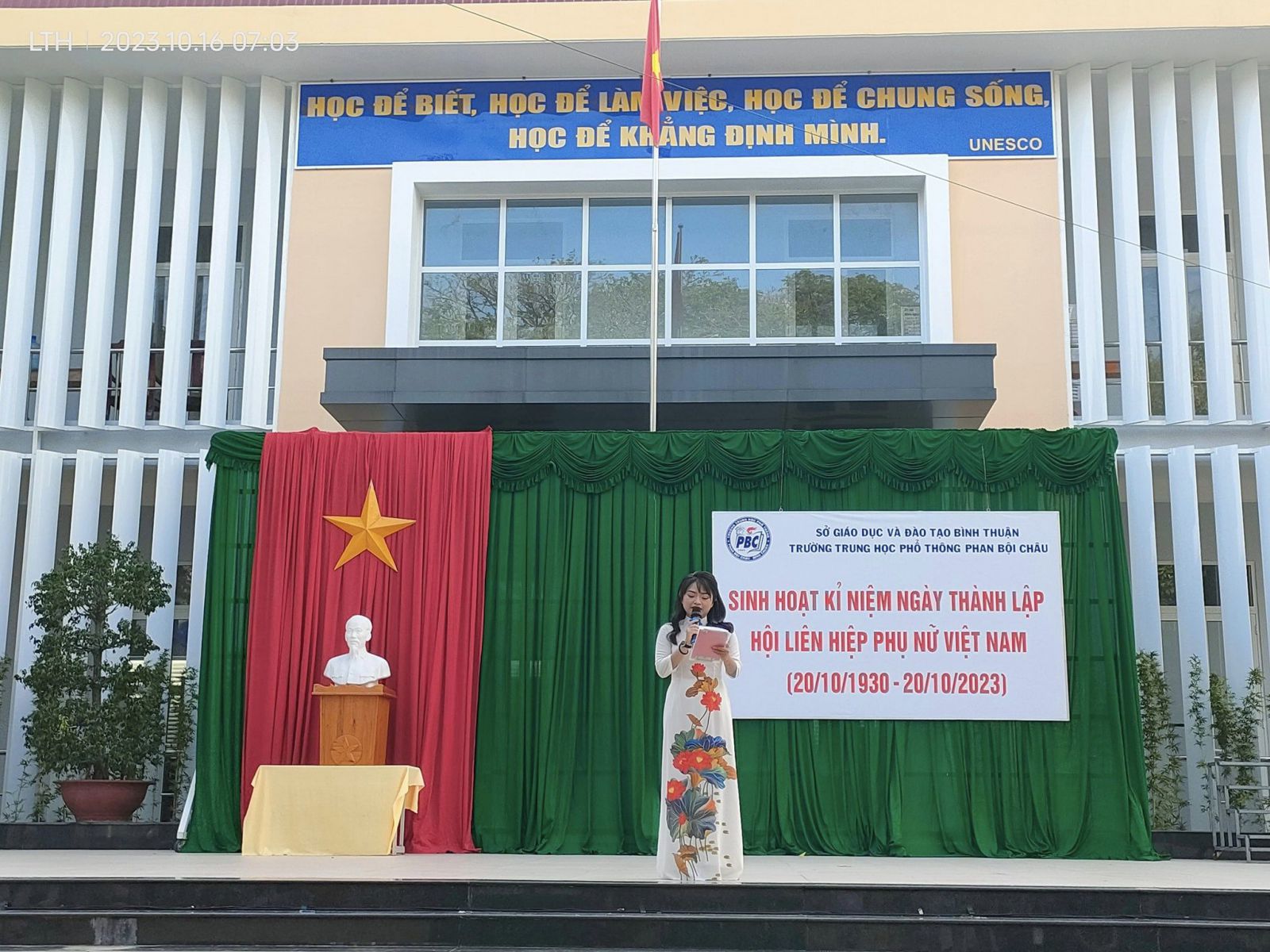 Sinh hoạt chào cờ tuần 7 "Kỉ niệm ngày thành lập Hội liên hiệp phụ nữ Việt Nam 20/10/2023"